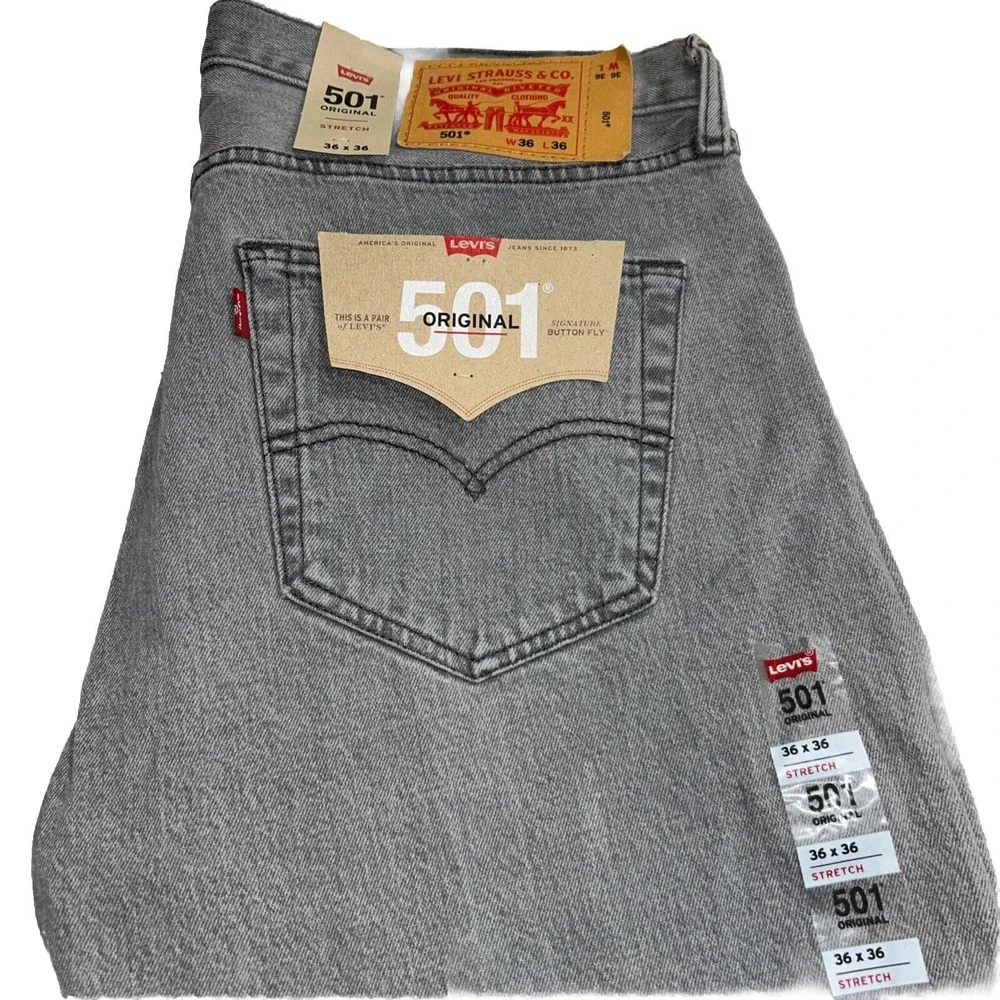 NWT Levi's 501 Original, Grey Denim Mens 36x36‎
